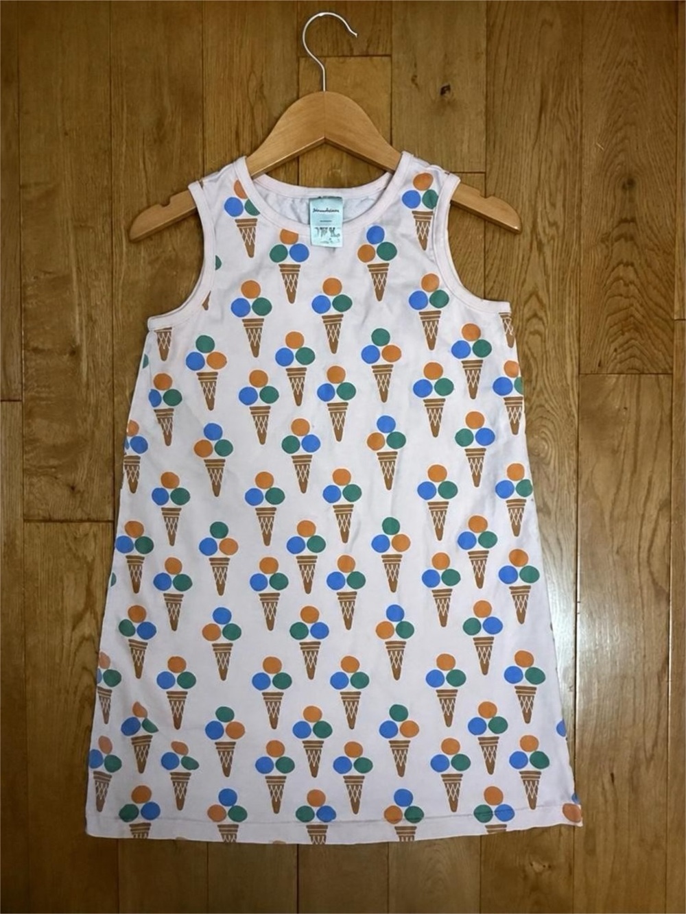 Hanna Andersson White Tank Nightgown with Blue, Orange & Green Ice Cream Print